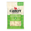 Cabot Creamery Savory Garlic Cheddar Cheese Curds come in cream and green packaging with cheese curd images, Farmer Owned, Certified B Corporation labels, and Net Wt 5 oz (141g)—the perfect garlic snack for cheese lovers.