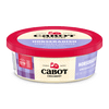 Cabot Creamery Horseradish Cheddar Cheese comes in a round container with a red lid and purple label, displaying the brand, horseradish flavor, and product details—ideal for fans of bold cheese.