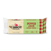 Cabot Creamery Pepper Jack Cheese, 8 oz—spicy, premium natural, and lactose-free. Farmer-owned and perfect for nachos or favorite recipes, it comes in a red and yellow plaid package.