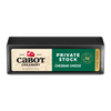 Cabot Creamery Private Stock Cheddar Cheese is an 8-ounce (226g) rectangular block in green, gold, and white waxed packaging, labeled "Aged over 16 months" and "Classic Vermont.
