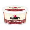 A 12 oz (340 g) container of Cabot Creamery Salsa Grande Dip with a white lid and red, beige, and white label—perfect for snacking or enjoying with nachos.