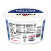 An 8 oz round container of Cabot Creamery Whipped Salted Butter with a blue lid, made from fresh cream. The label displays nutrition facts, certifications, and logo. This spreadable butter is gluten-free and USDA approved.