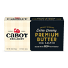 Cabot Creamery Extra Creamy Sea Salted Butter, award-winning with 83% butterfat, comes in a premium 8 oz (226g) cream and navy blue box.