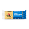 An 8 oz block of Cabot Creamery Seriously Sharp Yellow Cheddar Cheese, farmer-owned, in blue and gold packaging; naturally aged, gluten-free, lactose-free, with award-winning flavor.