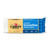 Cabot Creamery Seriously Sharp Yellow Cheddar Cheese, 8 oz, features award-winning flavor in yellow and blue packaging. This premium, naturally aged cheese is gluten-free and lactose-free for easy enjoyment.