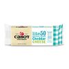 A package of Cabot Creamery Lite50 Sharp Cheddar Cheese, 8 oz, with beige and turquoise labeling highlights its reduced fat and calorie content—ideal for anyone seeking a healthy, low-fat cheese option.