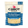 A bag of Cabot Creamery Two State Farmers’ Cheddar Cheese in blue and white packaging features the Cabot logo, product name, 8 oz net weight, and showcases this New York & Vermont pre-shredded cheddar blend.
