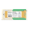 Back of Cabot Creamery Vermont Sharp Cheddar Cheese package shows ingredients, nutrition facts, and labels for lactose-free, gluten-free, and rBST-free. Cheese slices are partially visible through a clear window on the right side of the package.