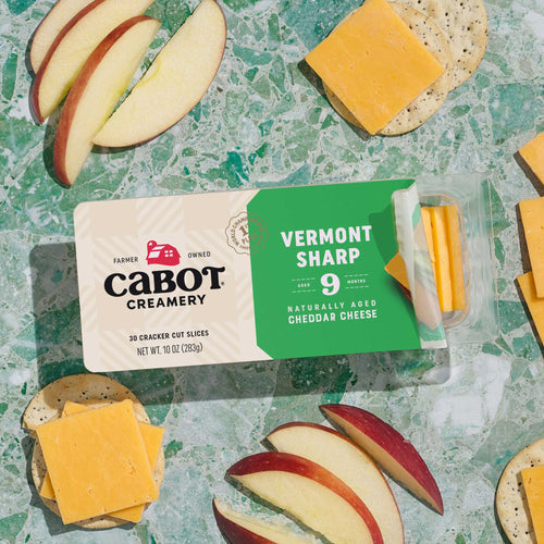 Cabot Vermont Sharp Yellow Cracker Cuts with Apples and Crackers