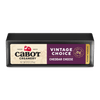 Cabot Creamery Vintage Choice Cheddar Cheese is a premium cheddar aged 24 months, in black packaging with cream and purple labels. The package weighs 8 oz (226g).