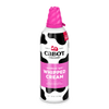 A can of Cabot Creamery Whipped Cream with a pink cap, pink and black cow print, and text noting it's made with fresh cream, vanilla, and sugar.