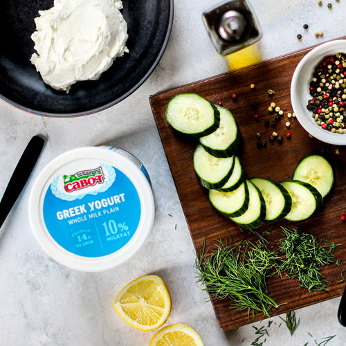 Cabot Plain Greek Yogurt with cucumbers and herbs