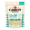 An 8 oz (226g) bag of Cabot Creamery Lite50 Sharp Cheddar Cheese, branded as Classic Cut, features 50% Less Fat and 33% Fewer Calories, and is labeled as lactose-free, farmer-owned, and gluten-free.