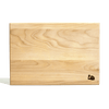 The Smead Cabot Wooden Cutting Board is rectangular, made of yellow birch with a light natural finish, and features an engraved small house and loaf of bread icon in the lower right corner.
