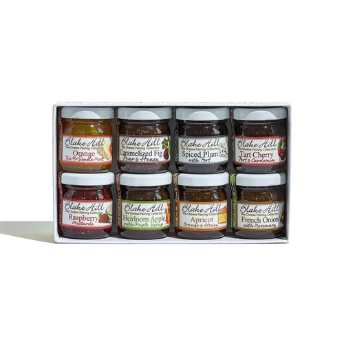 The BHP Cabot Pairing Collection by Provisions International offers eight mini jars of preserves in flavors like Orange Marmalade, Caramelized Fig, and Spiced Plum—ideal for gourmet cheese boards or enjoying classic marmalades.