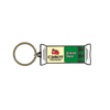 The Vermont Sharp Charm Keychain by WizardPins is a hard enamel keychain shaped like Cabot Creamery Vermont Sharp Cheddar, with a green and cream label, red barn logo, and finished with a metal key ring.