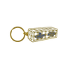 The Butter Charm Keychain by WizardPins is a gold-colored keychain with a rectangular hard enamel charm shaped like a stick of salted butter, featuring a blue and white plaid label for stylish flair.