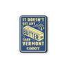 A blue and yellow Life is Butter Magnet by Idea Man, INC features a butter stick and the phrase “It doesn’t get any butter than Vermont Cabot,” with mountains and trees in the background.