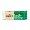 An 8 oz (226g) block of Cabot Creamery Vermont Sharp Cheddar Cheese in green and white packaging, featuring nutrition information and a farmhouse logo on the left side.
