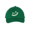 The Big Cheese Youth Hat by New Duds features playful, curved white "BIG CHEESE" lettering on kelly green—an ideal cotton hat for kids who love cheese.