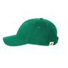 The Big Cheese Youth Hat by New Duds is a green baseball cap with a curved brim, visible stitching, and a small white tag on the back featuring a red and black logo. Shown from the side on a white background.