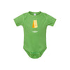 This green onesie from select design, made of 100% cotton, features a smiling cheese block illustration with Cabot Creamery underneath. It has short sleeves and snap closures at the bottom, making it perfect for your little cheese lover!.