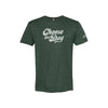 The Cheese The Day T-Shirt by select design is a green cotton blend with bold, vintage-style white lettering. Featuring a classic crew neck and short sleeves, its ideal for fans of cheesy moments or Cabot cheese enthusiasts.